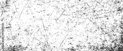 Black grunge dust texture with scratches and distressed noise effect on white background vector illustration.