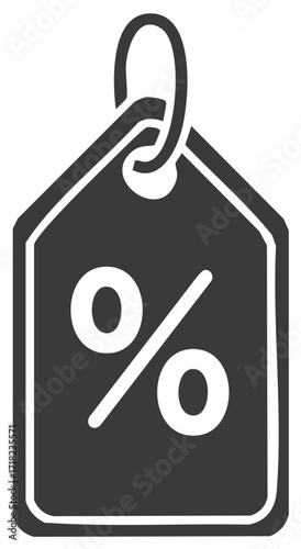 Simple dark gray price tag with percent symbol for sales and discounts