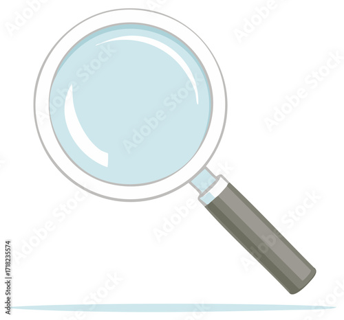 Simple vector illustration of a magnifying glass icon for search and analysis