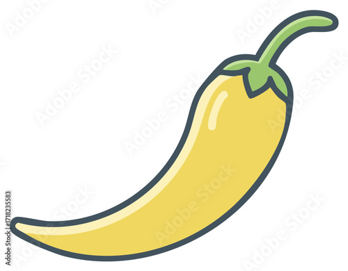 Vibrant Yellow Chili Pepper Isolated Cartoon Illustration for Food and Spice Design