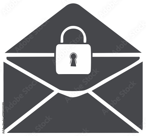 Secure email message with padlock icon representing data protection and confidential communication
