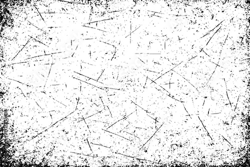 Black grunge dust texture with scratches and distressed noise effect on white background vector illustration.