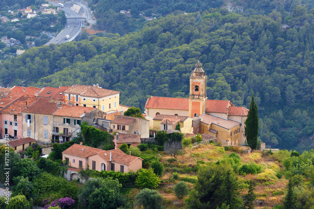 Obraz premium The scenic view of Castellar, a perched stone village in southern France