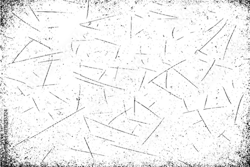 Black grunge dust texture with scratches and distressed noise effect on white background vector illustration.