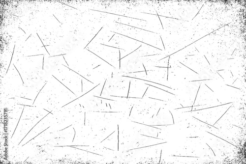 Black grunge dust texture with scratches and distressed noise effect on white background vector illustration.