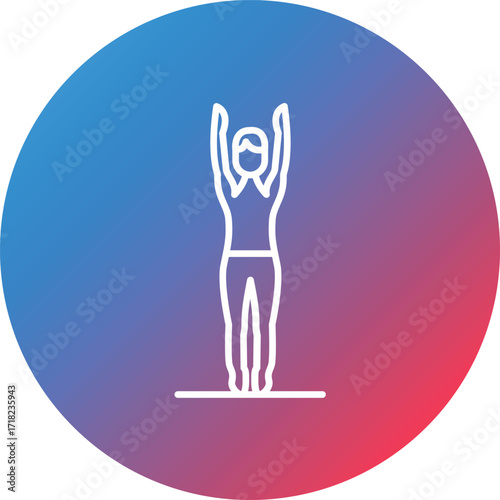 Mountain Pose Upward Line Gradient Circle Background Icon