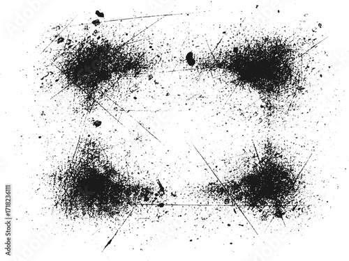 Black grunge dust texture with scratches and distressed noise effect on white background vector illustration.