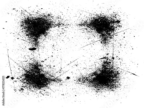 Black grunge dust texture with scratches and distressed noise effect on white background vector illustration.