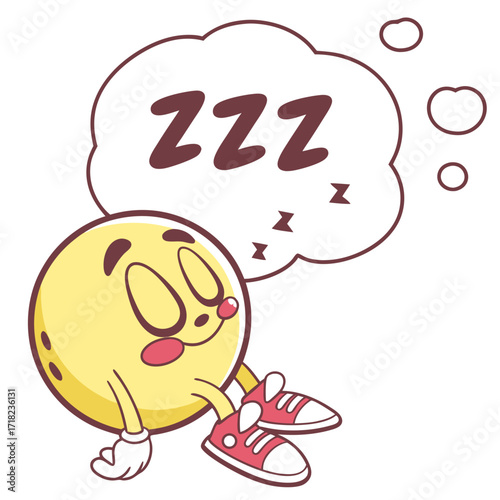 Cartoon character sleeping with zzz in thought bubble
