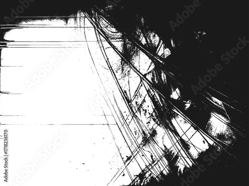 Black grunge dust texture with scratches and distressed noise effect on white background vector illustration.