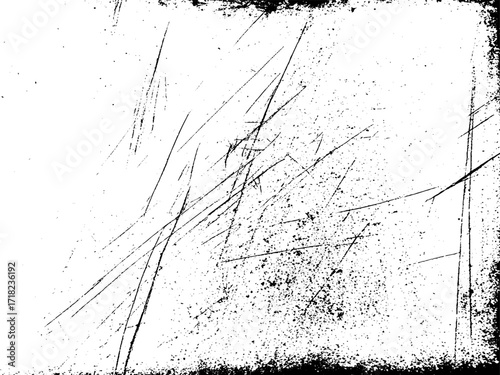 Black grunge dust texture with scratches and distressed noise effect on white background vector illustration.