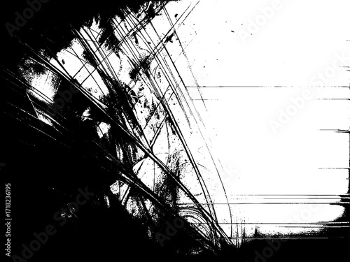 Black grunge dust texture with scratches and distressed noise effect on white background vector illustration.