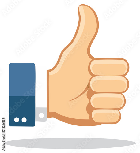 Stylized hand giving a thumbs up gesture for approval and success