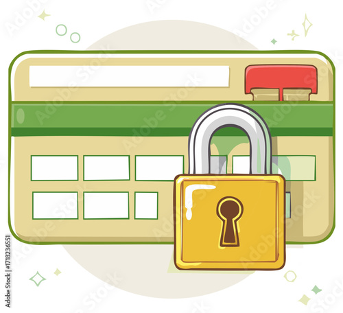 Financial Security and Data Protection Concept with a Credit Card and Padlock Illustration