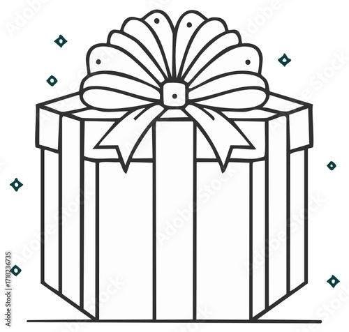 Gift box with bow festive illustration drawing