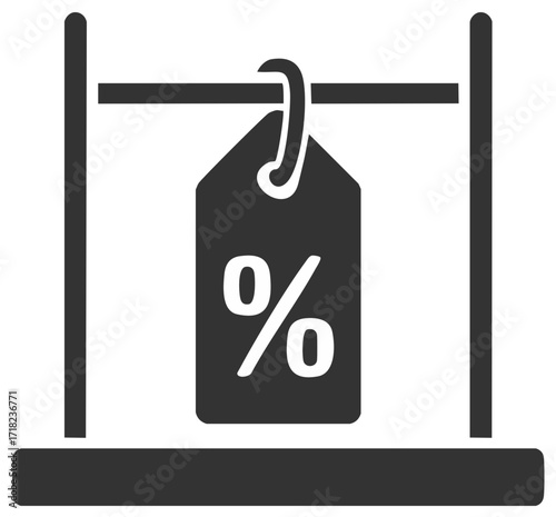 Discount sign with percentage symbol on a stand