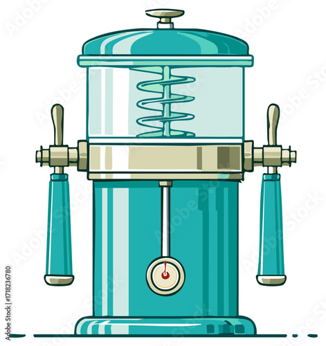 Vintage Inspired Automatic Beverage Maker with Two Taps Vector Illustration