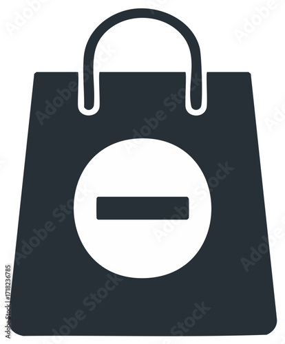 Remove from cart vector icon with shopping bag and minus symbol for e-commerce and online stores