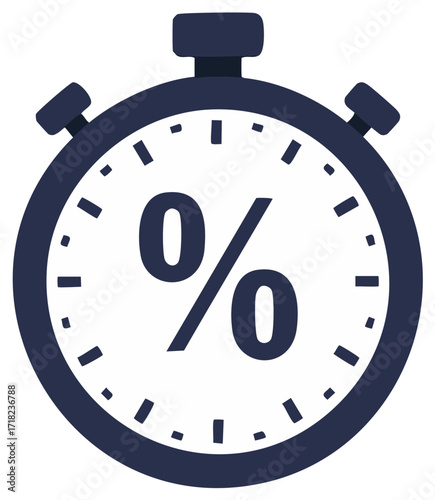 Stopwatch with percentage symbol representing time sensitive offers and financial calculations
