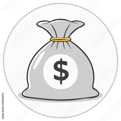 Cartoon Money Bag Sack Isolated with Dollar Sign Symbol Icon Concept