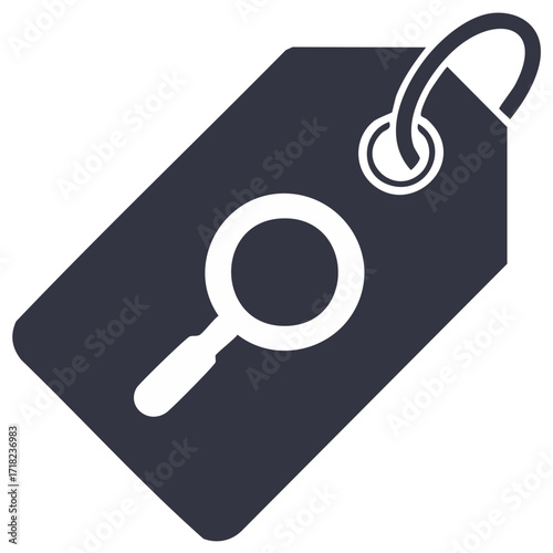 Sale Tag with Magnifying Glass Icon Search Symbol Shop Discount Offer
