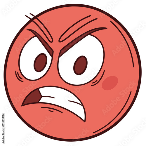 Cartoon angry face with furrowed brows and clenched teeth