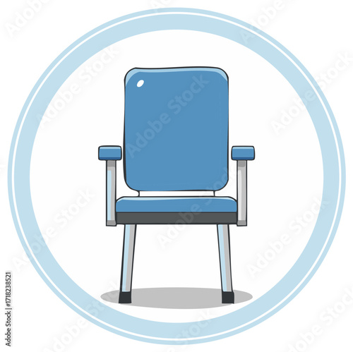 Modern Blue Chair with Armrests Simple Flat Vector Illustration Design Element Icon
