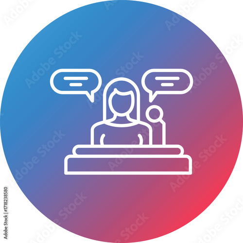 Woman Speech Line Gradient Circle Background Icon