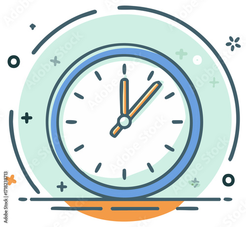 Stylized Clock Illustration Icon Graphic