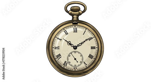 Vintage pocket watch with roman numerals and antique brass finish