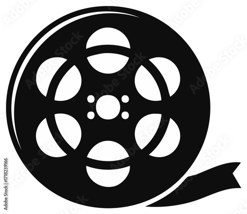 Classic movie film reel icon for cinema and video production concept