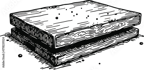 Wooden planks stack illustration, vintage hand drawn timber boards

