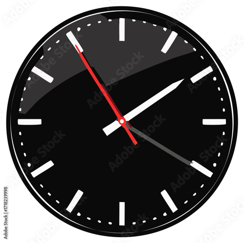 Time Flies Black Wall Clock Round Face Analog Display Minute Hour Second Hands