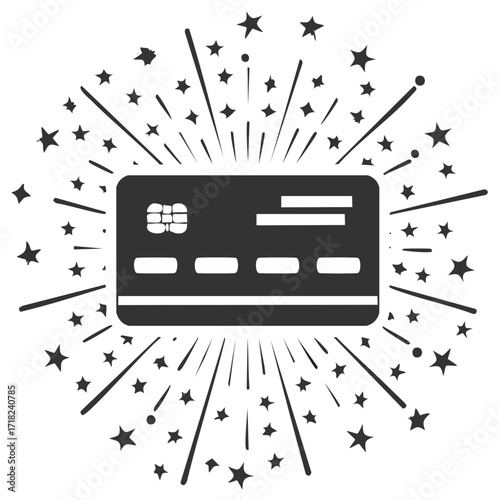 Credit Card Celebration with Stars, Payment Success Concept