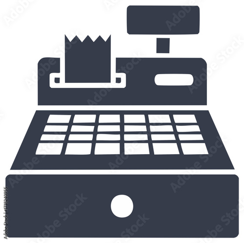 Cash register machine illustration Retail Point of Sale system for retail transactions