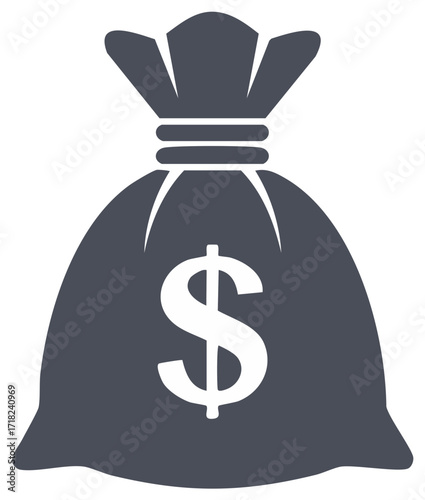 Money Bag with Dollar Sign Symbol for Wealth and Finance Icon