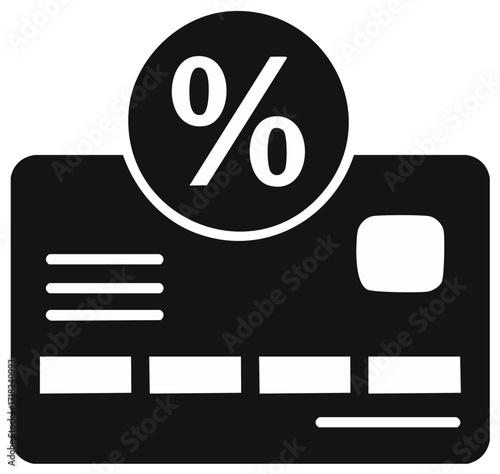 Credit Card with Percentage Symbol Illustrating Finance and Discounts