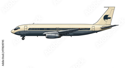 Vintage commercial airplane side view with detailed design