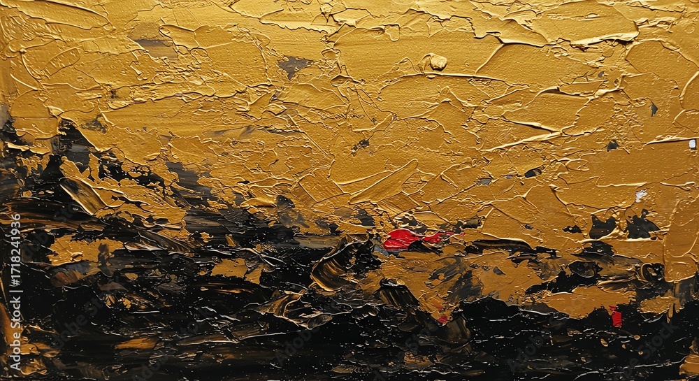 Obraz premium Golden Palette Knife Painting Texture Artistic Rich Elegant Style