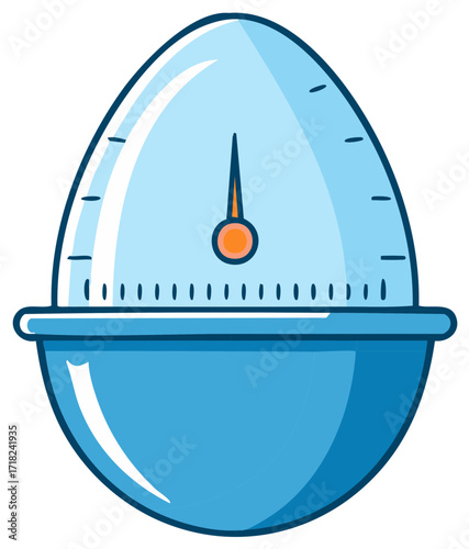 Cute blue egg-shaped mechanical kitchen timer cartoon for cooking and baking countdowns