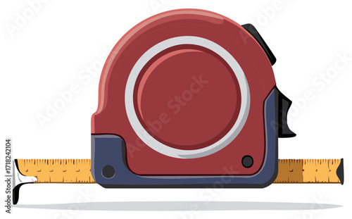 Red and black tape measure measuring tool illustration