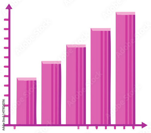 Vibrant pink bar chart illustration demonstrating positive growth and success