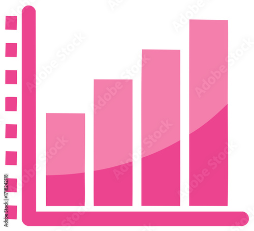 Pink Bar Chart Showing Growth and Progress, Representing Statistical Data and Analysis