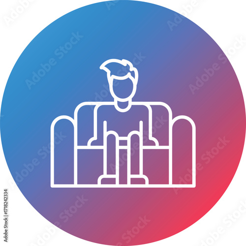 Sitting Line Gradient Circle Background Icon