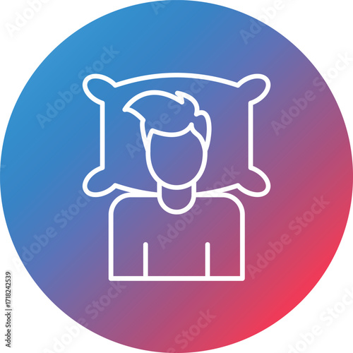 Lying Down Line Gradient Circle Background Icon