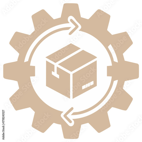 Logistic process automated by gear and shipping box icon