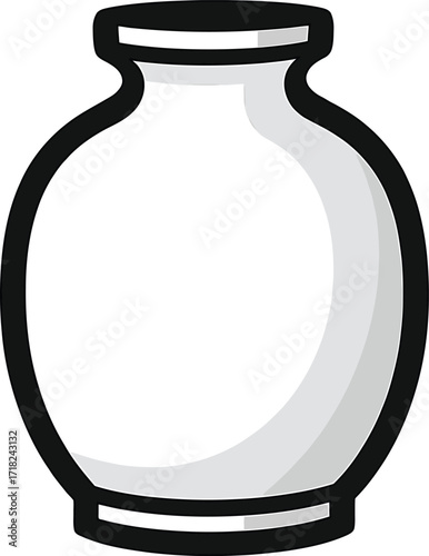 Clay pot simple sketch, cultural earthenware jar outline illustration

