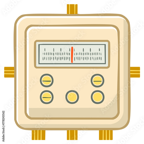 Retro Style Radio Receiver with Tuning Dial and Buttons Illustration