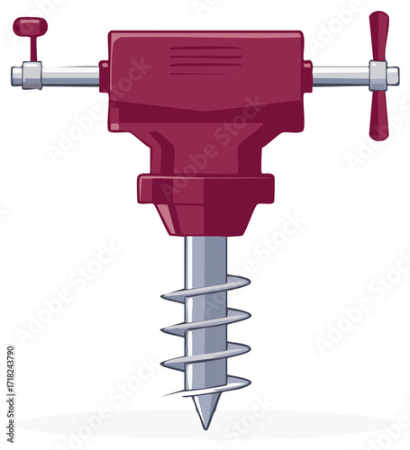 Vibrant vector illustration of a manual hand auger drilling tool