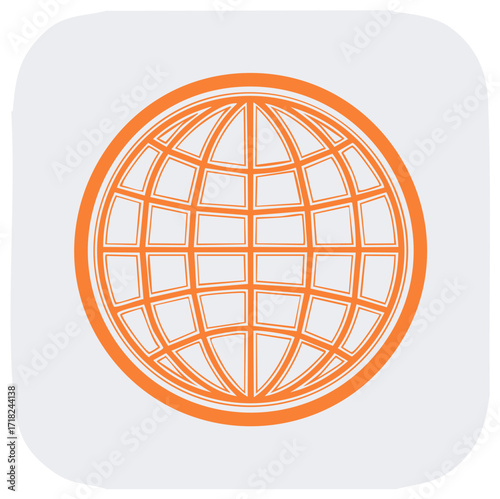 Simple Orange Outline Globe Symbol Represents Global Connectivity and the World